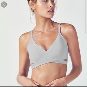 Fabletics Gray Tammy Wrap Sports Bra